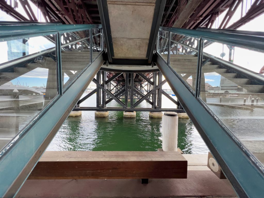 Close inspection of the structural elements beneath Pyrmont Bridge